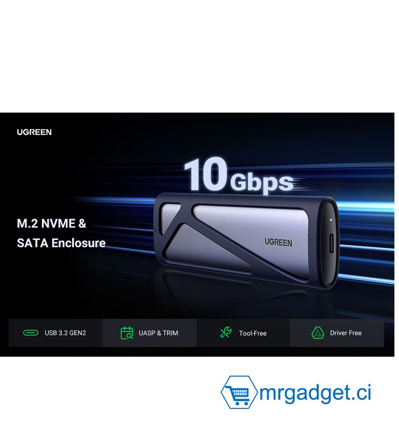 Ugreen M Nvme Adaptateur De Bo Tier Ssd Aluminium Gbps Usb C