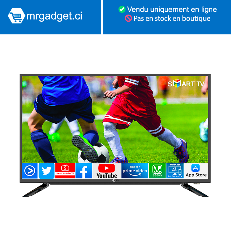 ATL TV LED - SMART - 32 Pouces - 1 VGA - 2 USB - 2 HDMI- Noir - ATL-32A6S