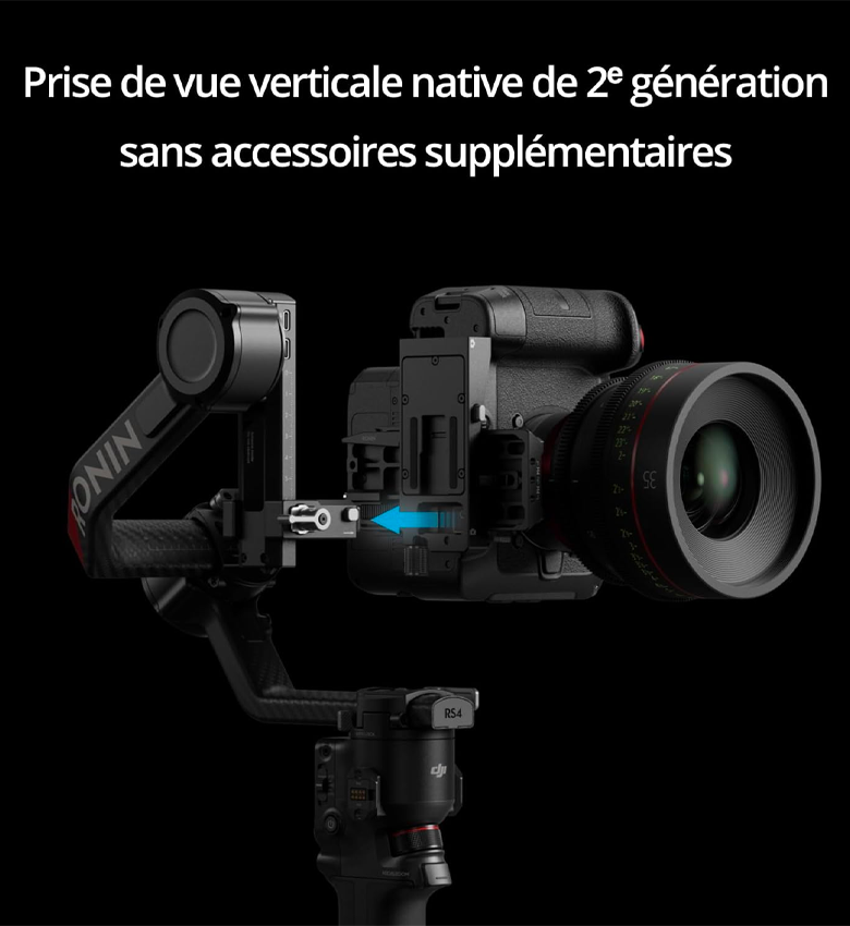 DJI RS 4 Pro Combo, Bundle, DJI Ronin, Stabilisateur Nacelle 3 Axes pour Caméras DSLR et Ciné Canon/Sony/Panasonic/Nikon/Fujifilm, Prise de Vue Verticale, Charge Utile de 4,5 kg, Émetteur d’Images, Moteur Focus Pro
