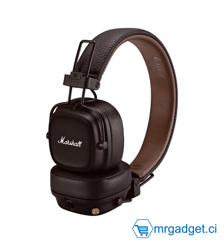 Marshall Major IV Bluetooth Casque Audio Écouteurs, sans fil, Pliable, 80Hrs Autonomie - Marron