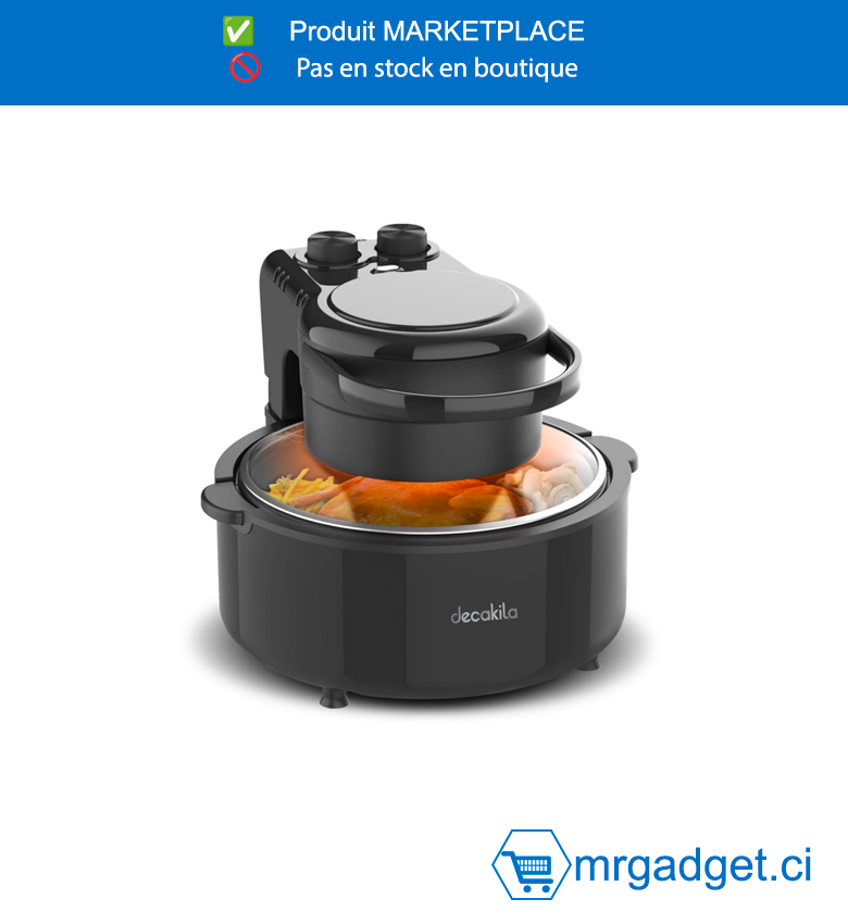 DECAKILA AIR FRYER - KEEC045B -Capacite:5,0 L Panier et casserole amovibles La poêle peut être  lavée au lave-vaisselle Avec protection contre la  surchauffe Minuterie de 60 minutes arrêt  automatique pour une cuisson précise