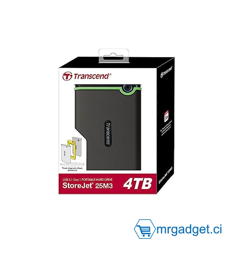 Transcend 4TB StoreJet 2.5" Disque dur externe Anti-choc - Multi Color