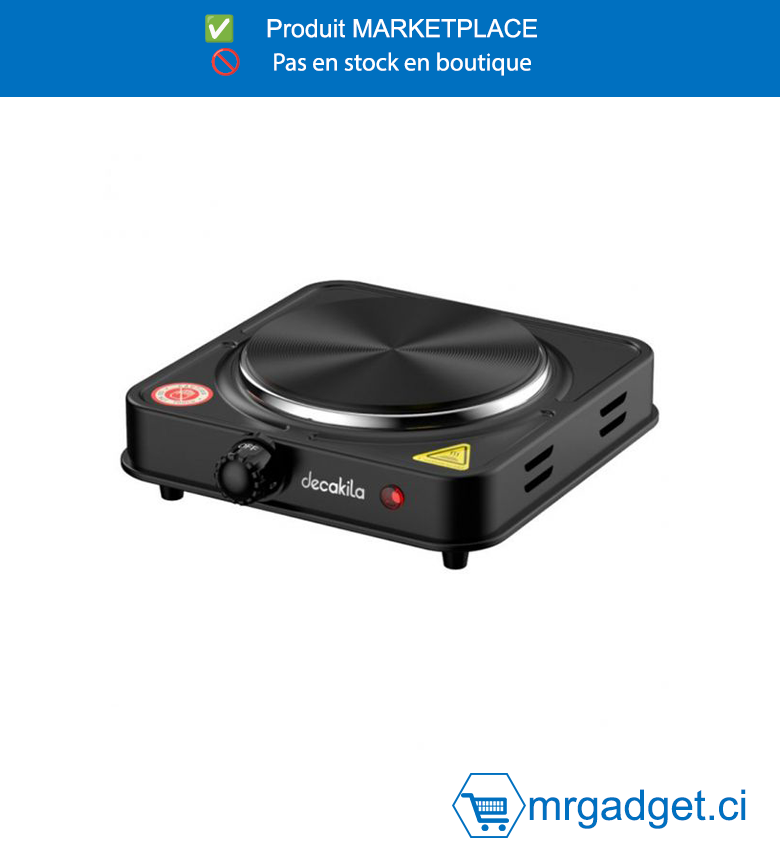DECAKILA PLAQUE CHAUFFANTE -KECC004B - Cuisinière électrique portable À utiliser avec  tous les ustensiles de cuisine à fond plat en  métal, verre, céramique, woks et bouilloires  5 réglages de chaleur Emballé par boîte de couleur