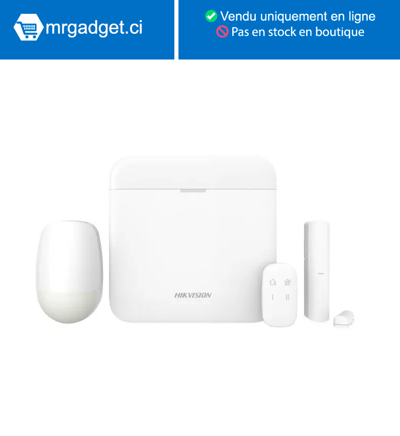 Hikvision AX PRO DS-PWA64-KIT-WE - Kit de Ax Pro (comprend 2 capteurs + 1 telecommande ) - Système d'alarme sans fil - Gère jusqu'au 64 Zones ou Equipements (Detecteur, Capteur…) Connectivité :TCP/IP, Wi-Fi et GPRS (Puce) - Fréquence : 868MHz