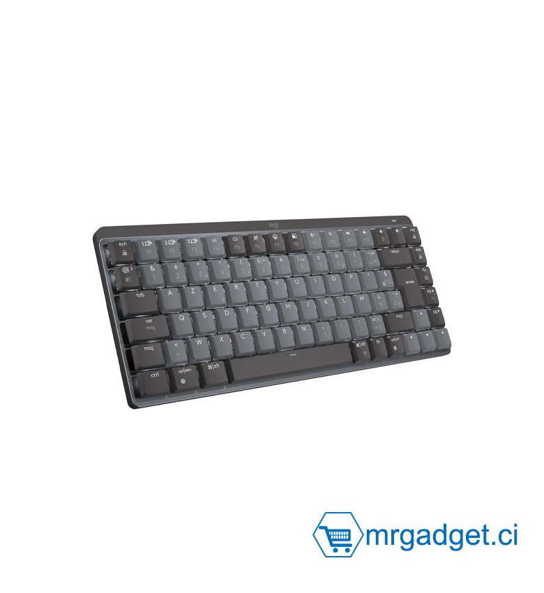 Logitech MX Mechanical Mini Clavier Sans Fil Rétroéclairé Performant, Boutons Tactiles Silencieux, Bluetooth, USB-C, macOS, Windows, Linux, iOS, Android, Métal, Français AZERTY - Gris