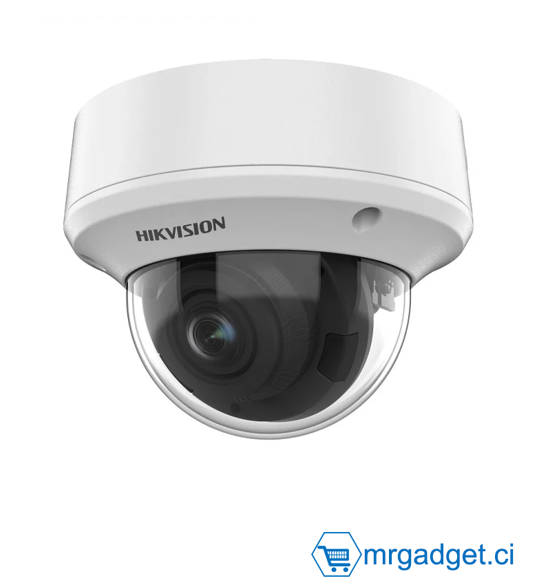 Hikvision DS-2CE5AU1T-VPIT3ZF(2.7- 13.5mm)(O-STD) Camera Analogique - Dome 4K (8MP) motorisée variofocale -Résistant à l'eau et à la poussière (IP67) et anti-vandalisme (IK10)