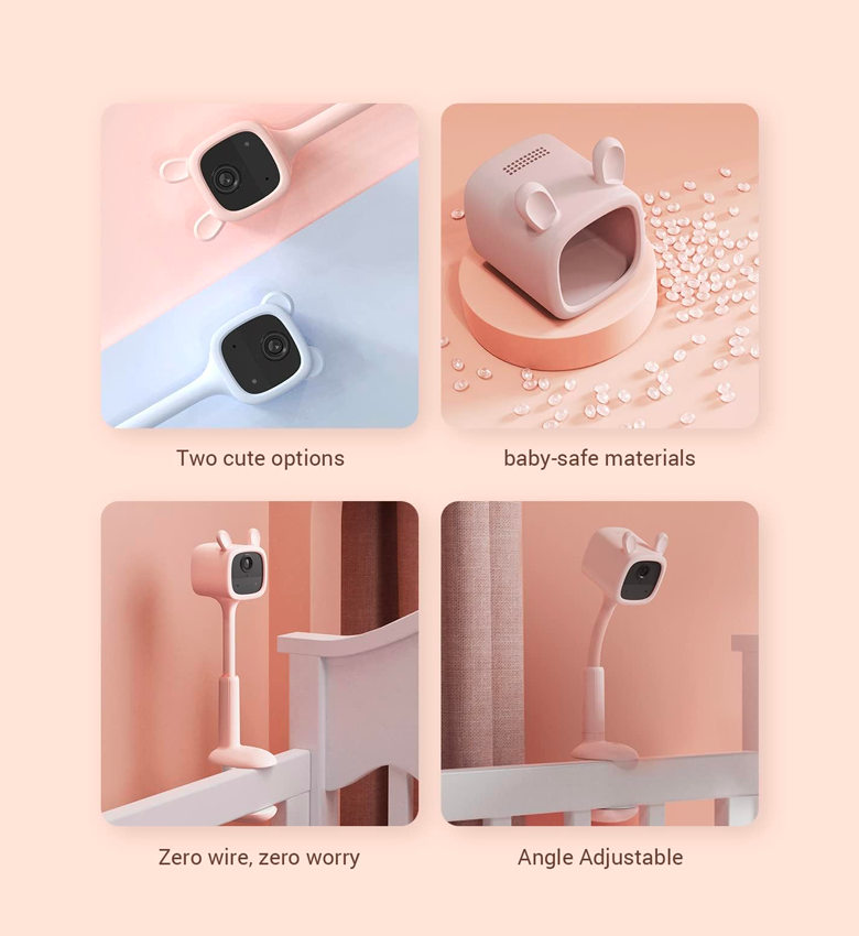 EZVIZ BM1 Babyphone Camera sur Batterie 2000mAh, Camera Bebe avec Détection de Pleurs/Movement de Bébé, Lecture Automatique de Musique Apaisante, Vision Nocturne sans Lumière Rouge Visible, Rose