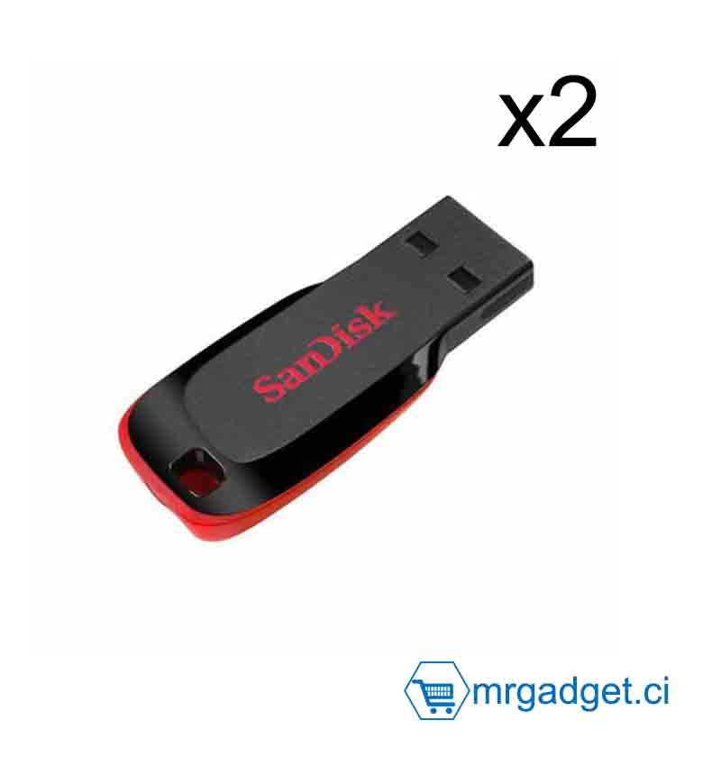 SanDisk Clé USB 2.0  8GB  - Cruzer Blade USB 2.0 Flash Drive 8GB  - Lot de 2 Clé USB - Disponible à l'unité en boutique