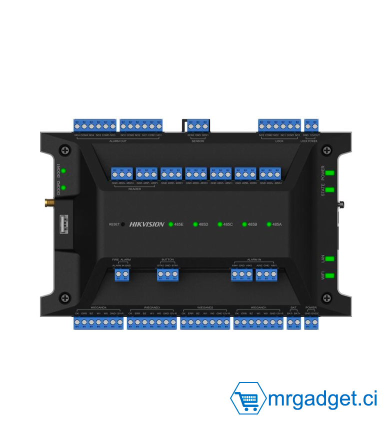 Hikvision DS-K2702WX-E1(P)  Module contrôleur d'accès de la série Ultra - gère jusqu'à 62 modules d'accès DS-K2M002X et contrôler jusqu'à 126 portes