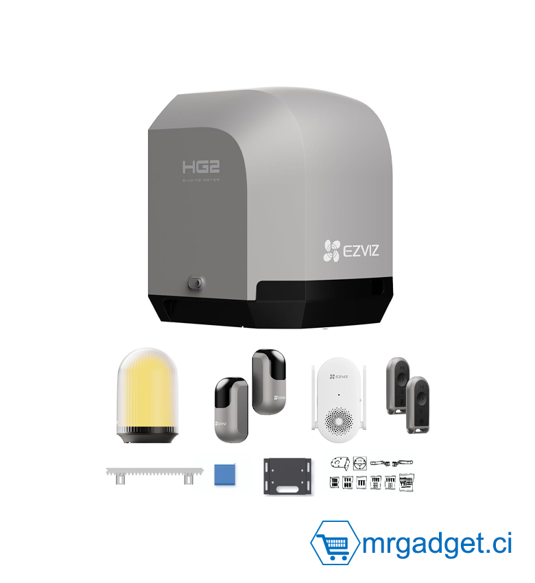 Motorisation de Portail Coulissant Connectée EZVIZ HG2 400 - Jusqu'à 400kg - Contrôle via App EZVIZ - Ouverture/Fermeture à Distance - Détection d'Obstacles - Silencieux & Robuste - Installation Facile - Compatible Maison Connectée