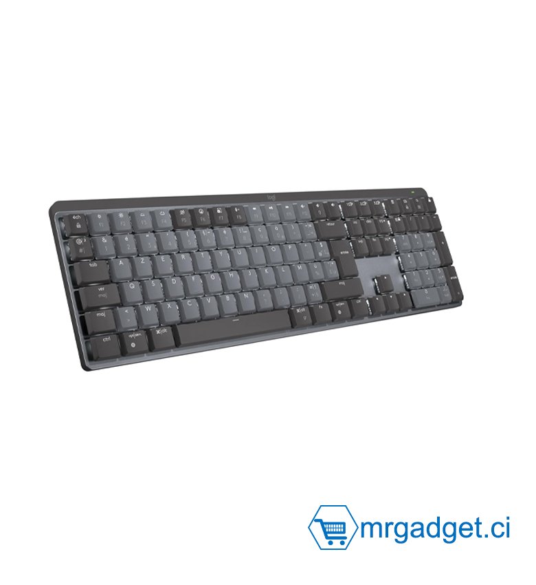 Logitech MX Mechanical Clavier Sans Fil Rétroéclairé Performant, Boutons Tactiles Silencieux, Rétroéclairage, Bluetooth, USB-C, macOS, Windows, Linux, iOS, Android, Métal, Français AZERTY - Gris