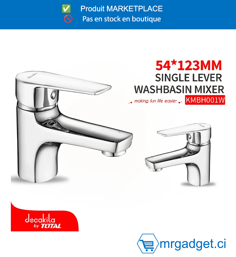 DECAKILA-KMBH001W-ROBINET DE LAVBO 54*123 MM ,connecteur de tuyau flexible d'entrée 1/2  pouces  Insert de régulateur de débit fiable Polissage  multiple et finition chromée Emballé par boîte  de couleur