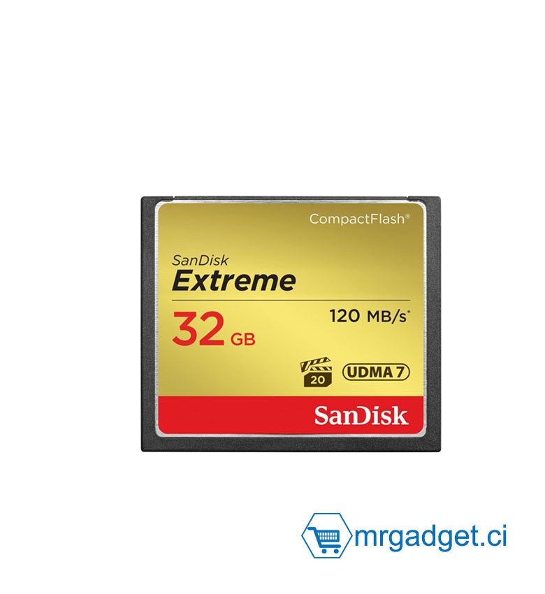 Carte Mémoire CF CompactFlash SanDisk Extreme 32 Go UDMA7  (SDCFXSB-032G-G46) avec une Vitesse de Lecture Allant jusqu'à 120 Mo/s