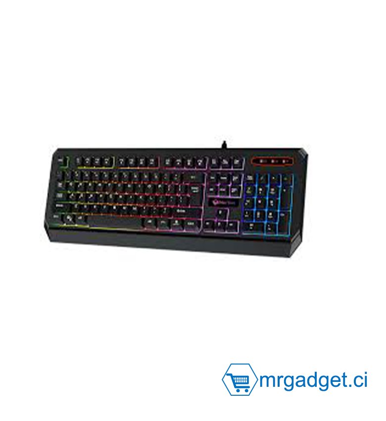 Clavier Gaming filaire Meetion K9320 AZERTY - conception résistante à l'eau, 19 touches anti-ghosting, rétroéclairage arc-en-ciel, 12 boutons de raccourci pour multimédia et Internet - Compatible PC Mac PS5 PS4 XBOX ...