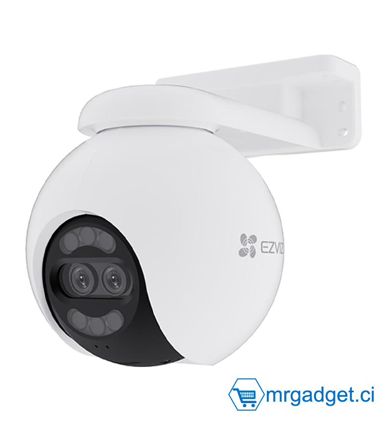 EZVIZ H80x Caméra Surveillance WiFi Extérieure 4K à Double Objectif, Colorfull Vision Nocture, Détection de Personnes/Véhicules, Zoom et Suivi automatiques, Défense Active, Audio Bidirectionnel