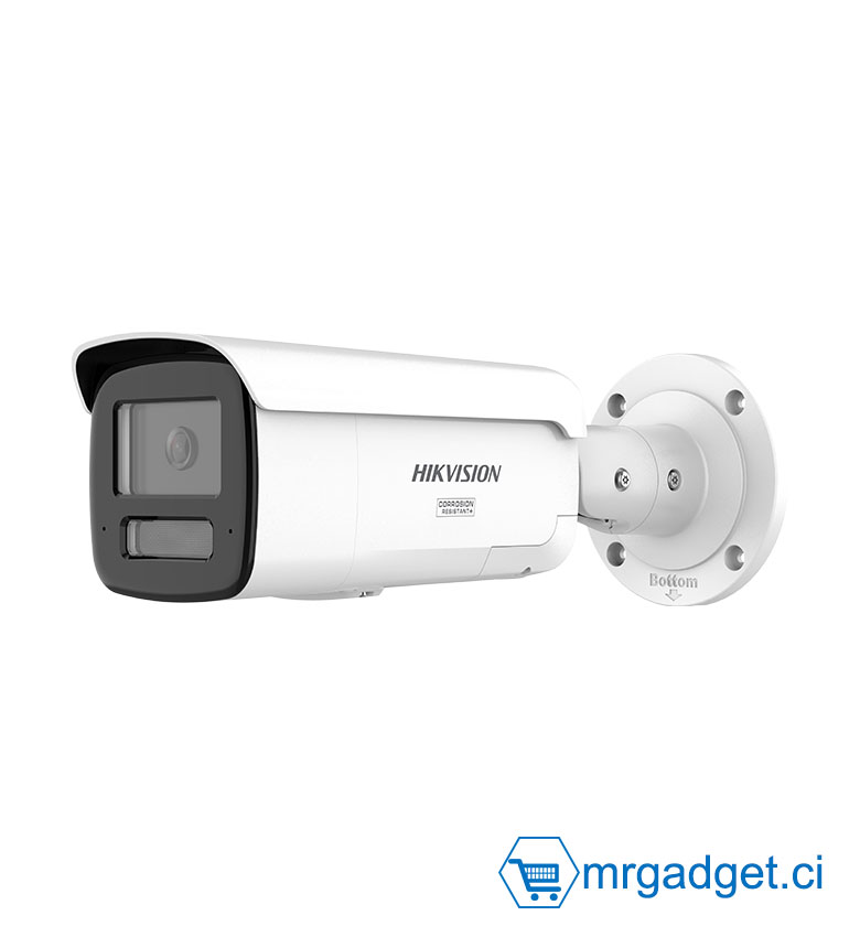 Hikvision DS-2CD2T47G3-LIS2UY/SRB 4MP (2K) - Caméra Bullet IP ColorVu - Smart Hybrid Light : Vision Nocturne Couleur & IR 60 m - Objectif 2.8 mm Grand Angle - Micro Intégré - IA Détection Humains & Véhicules - IP67 - H.265+ Vidéosurveillance Pro