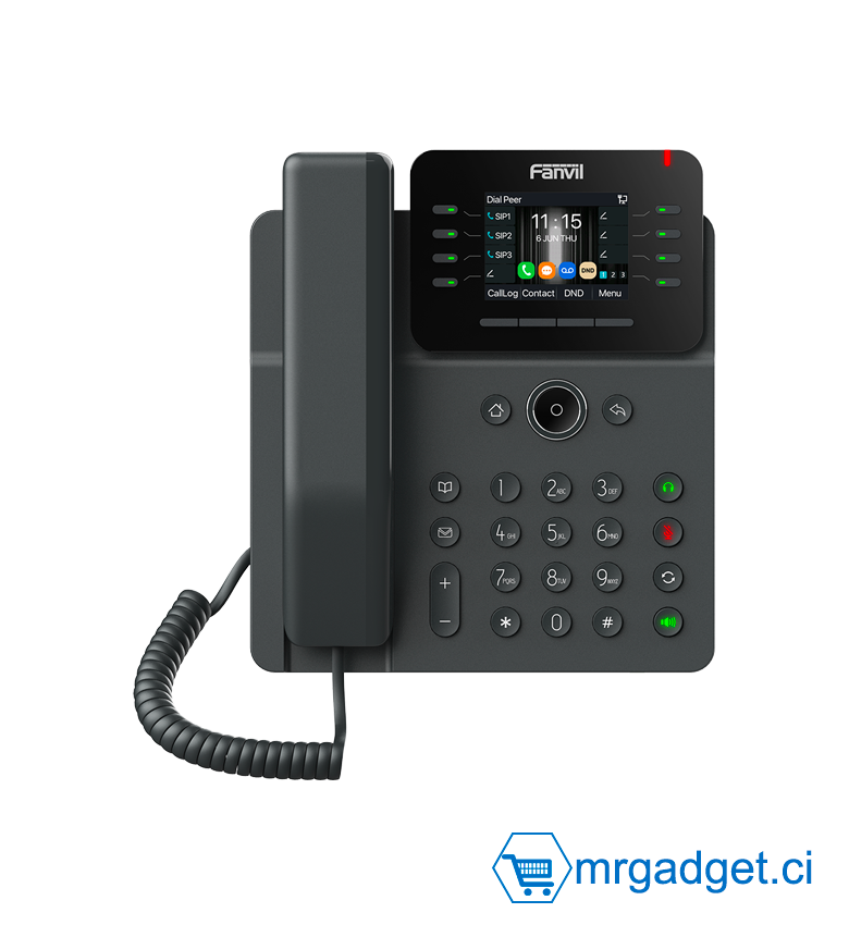 FANVIL V62G - Téléphone IP POE - interphone pour maison et bâtiment - touche pour ouverture de porte  -  21 touches DSS programmables -Audioconférence à 6 participants (sans  alimentation)