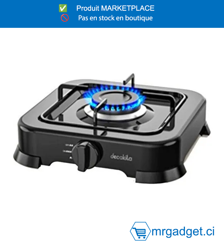DECAKILA CUISINIERE A GAZ - KMGS007B -  , Allumage  manuel Tuyau de gaz avec connecteur en forme L,Panneau pulvérisé en tôle de fer Avec 1 siège en  aluminium moulé sous pression Avec 1  ouverture de valve de 0,7 mm Avec 1 couvercle