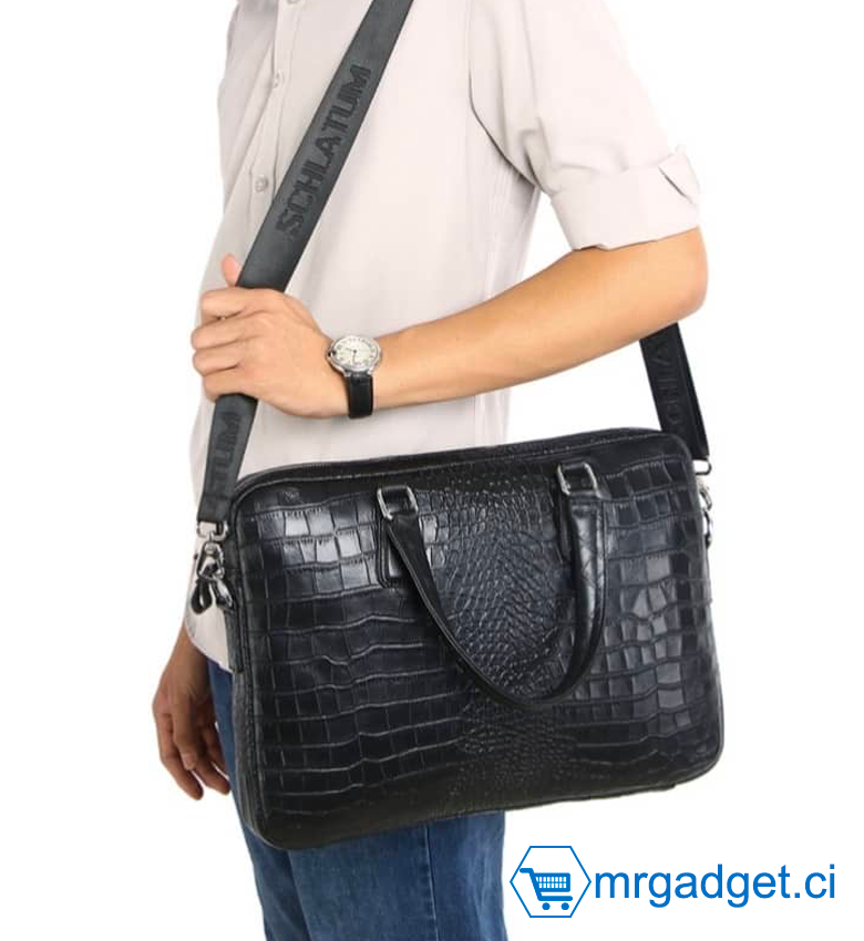 Sac d'ordinateur modele Style Crocro - crocodile bag 8608 - Noir