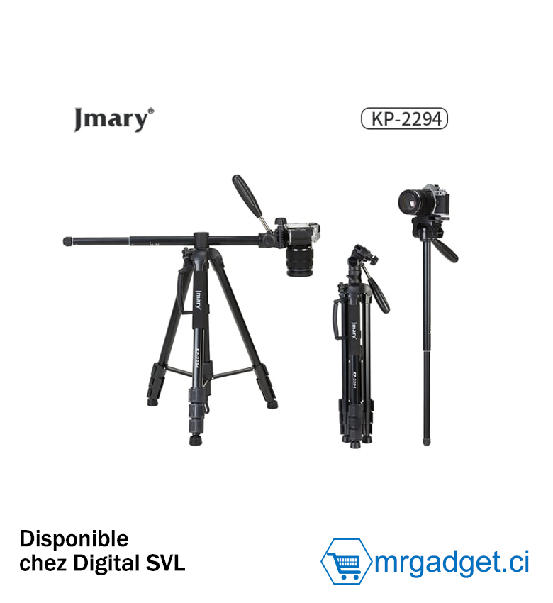 Jmary KP-2294 Trépied pour appareil photo et téléphone - Hauteur Max 179cm - Charge Max : 3Kg