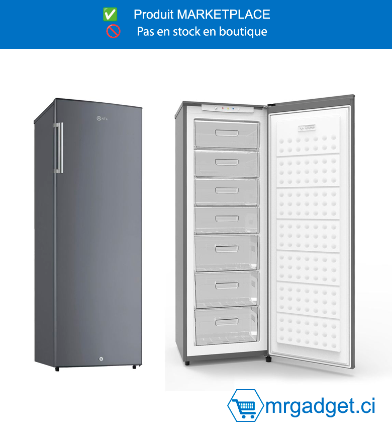 Congélateur Vertical ATL 07 Tirroirs - 247l - 01 Porte - Inox & Silver - ATL-1F350