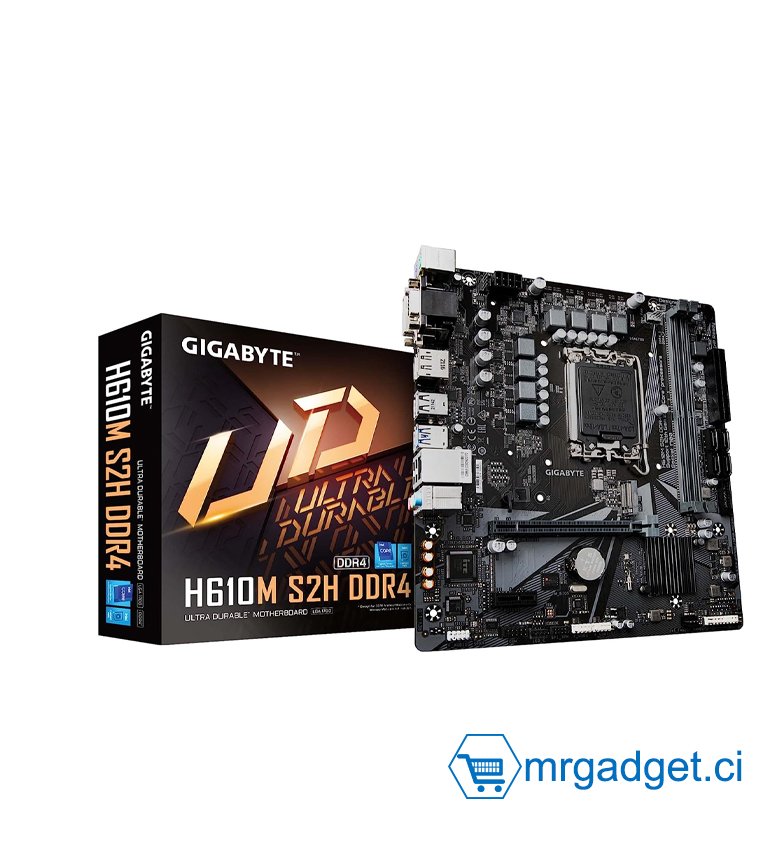 GGIGABYTE H610M S2H DDR4 Carte mère intel 12e Génération  - H610/ Intel LGA 1700/ Micro ATX/DDR4/ Single M.2/ PCIe 4.0/ USB 3.2 Gen1/ Realtek GbE LAN/carte mère) - Compatible Processeurs Intel ® Core™ 12e