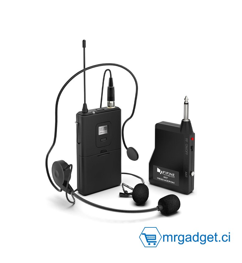 Microphone Cravate sans Fil  - Micro Cravate - Micro Casque - émetteur/récepteur de ceinture, idéal pour les applications d'enseignement, de prédication et de prise de parole en public - FIFINE