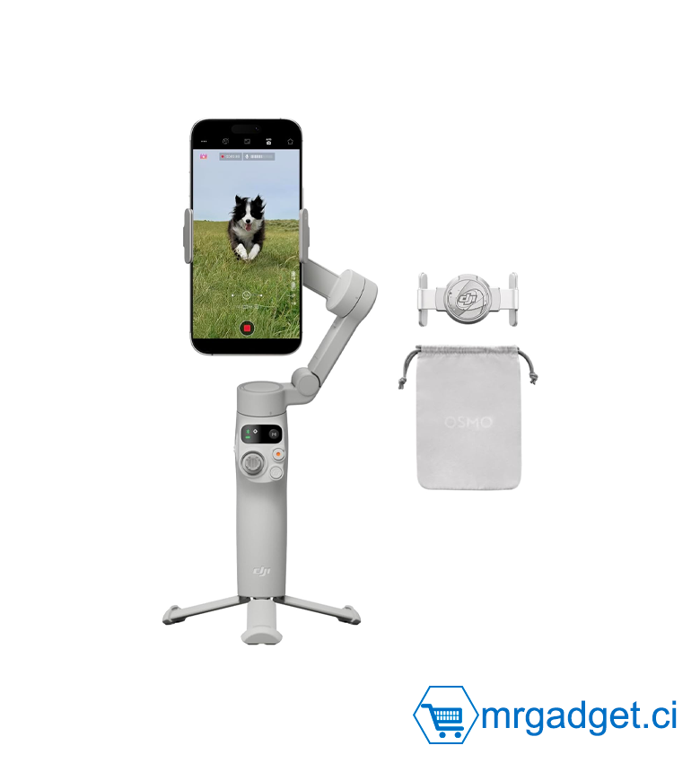 DJI Stabilisateur Nacelle Osmo Mobile 7 pour iPhone, Android, Trépied intégré, Ultra-léger, Nacelle pour téléphone à 3 Axes, ActiveTrack 7.0, ShotGuides, Édition en Un Seul clic