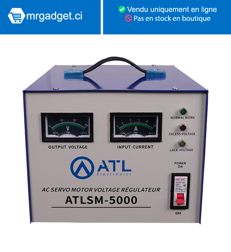 STABILISATEUR ATL 5000 VA -  Affichage A Aiguille -  Ac Servo Motor (01 Pc - Crt) - (ATLSM-5000)