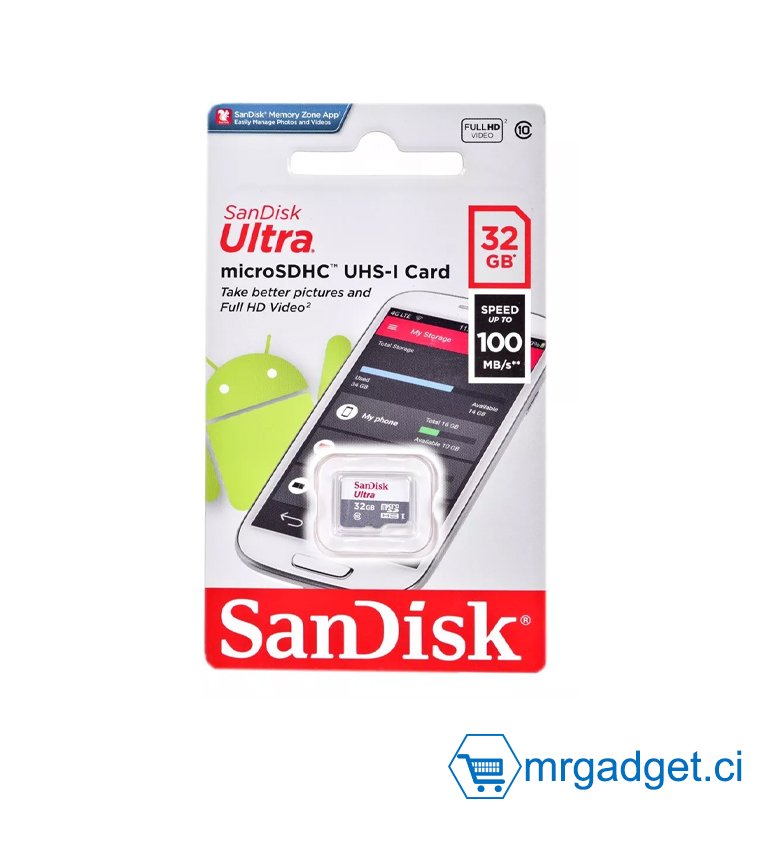 SANDISK - Carte mémoire - 32 Go Carte microS