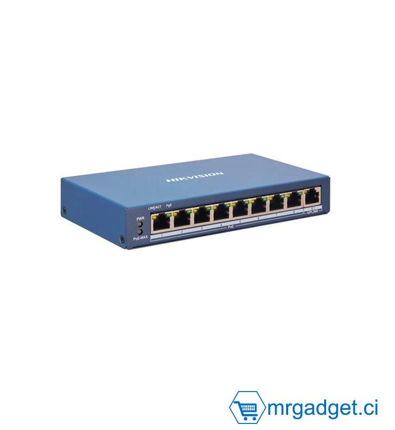 HIKVISION DS-3E1309P-EI(O-STD)  Commutateur PoE 8 ports PoE 1xUpLink 802.3af/at 110W  Switch
