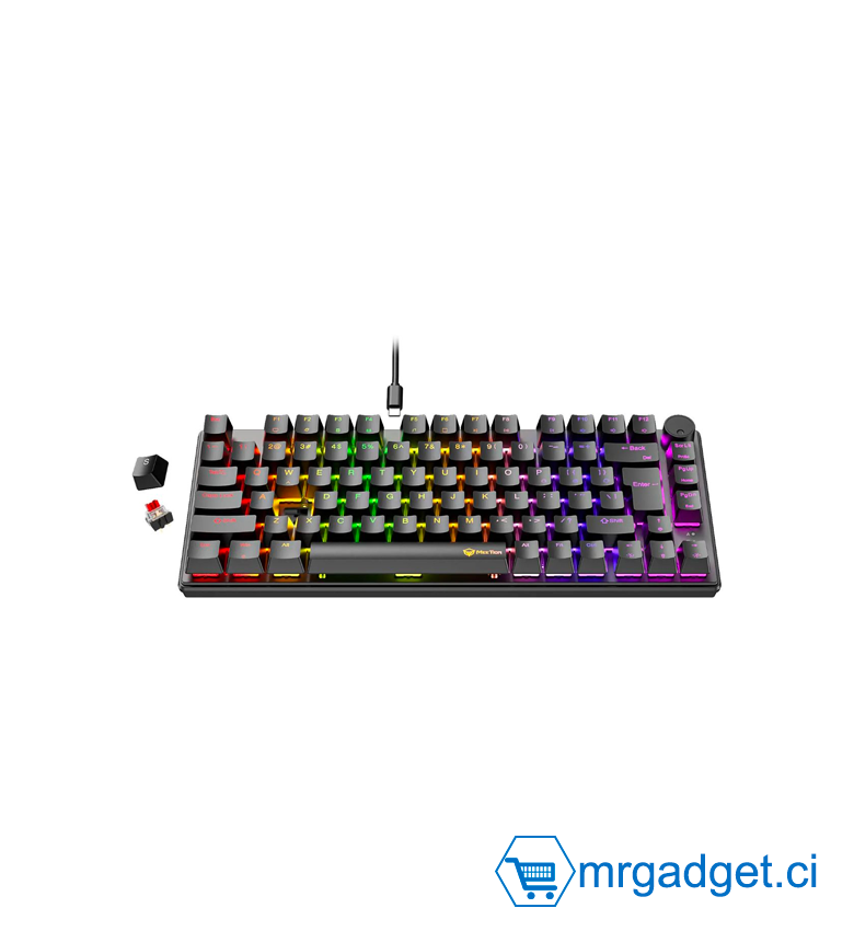 MEETION MK006 PRO HOTSWAP  75% - Clavier Gaming  75 % Compact 80 touches RGB rétro-éclairé PC Clavier mécanique filaire - Switch Rouge