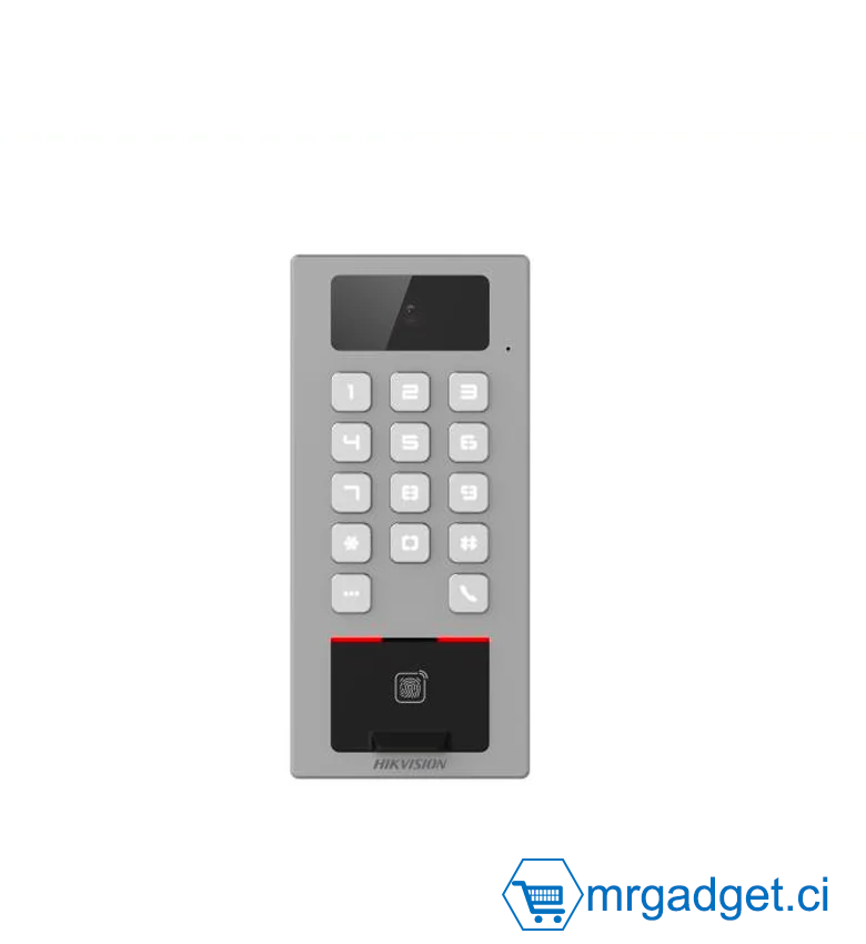 Hikvision  DS-K1T502DBFWX-C - interphone vidéo (écran vendu séparément) - Pointeuse - Contrôle accès - Authentification par Empreinte digitale - Code (Mot de passe) - Carte RFID/MiFare - Gestion à distance via mobile