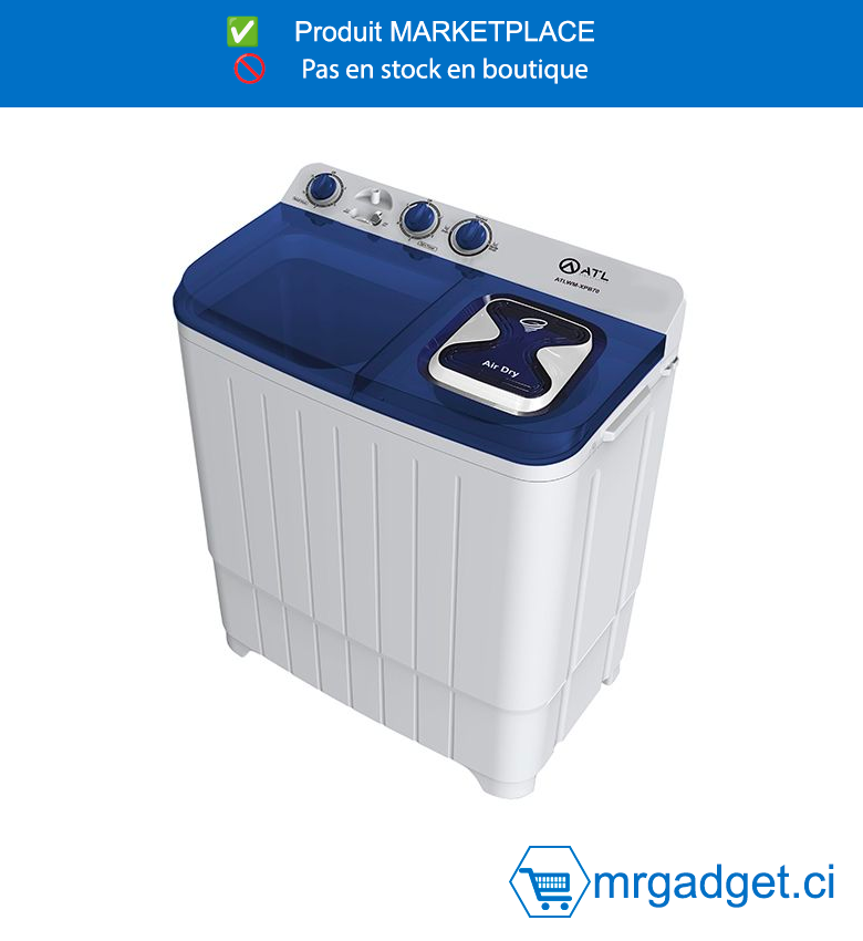 ATL Machine A Laver - ATLWM-XPB70 - 7Kg - Semi-Auto - Twintube - Blanc-Bleu - 220-240V