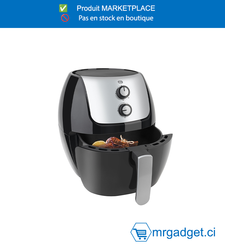 DECAKILA AIR FRYER- KEEC040B - Capacité:8L  Marmite simple avec revêtement en bâton Avec  protection contre la surchauffe Minuterie de 60  minutes arrêt automatique pour une cuisson  précise Température réglable de 80 à 200 degrés