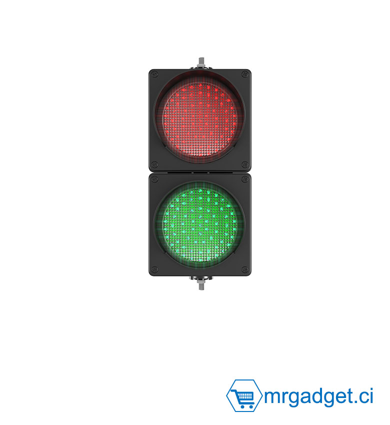 Hikvision DS-TVL221-1-6D - Feu de Signalisation LED Rouge & Vert - Gestion Entrée & Sortie Parking - Haute Luminosité 4000 cd/m² - Portée 100m - Contrôle IO - Alimentation 230V AC - Boîtier Ultra Résistant - Matériel Professionnel