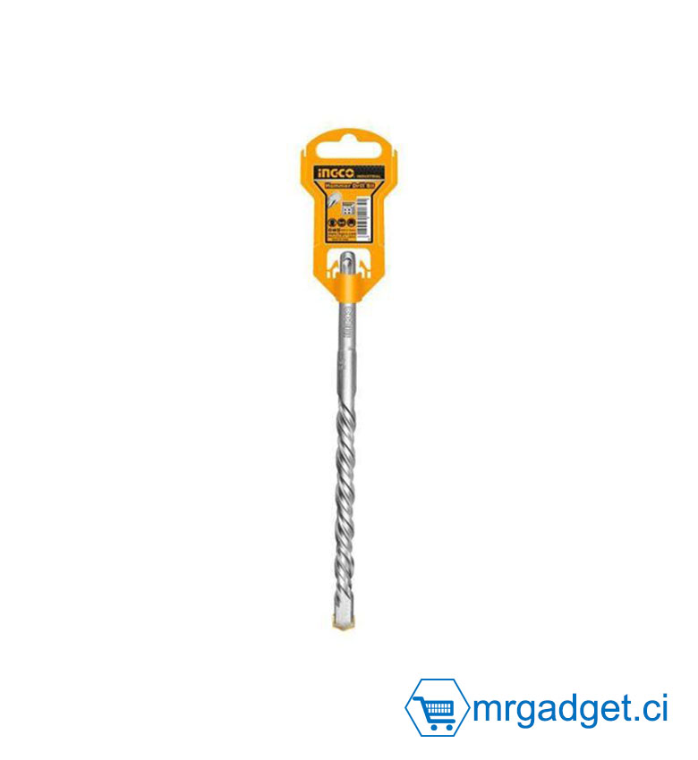 INGCO DBH1210602 - Foret Béton SDS-Plus 6 x 160 mm - Tête en Carbure Haute Résistance - Double Cannelure Évacuation Poussière - Accessoire pour Marteau Perforateur - Idéal Perçage Béton, Brique et Maçonnerie