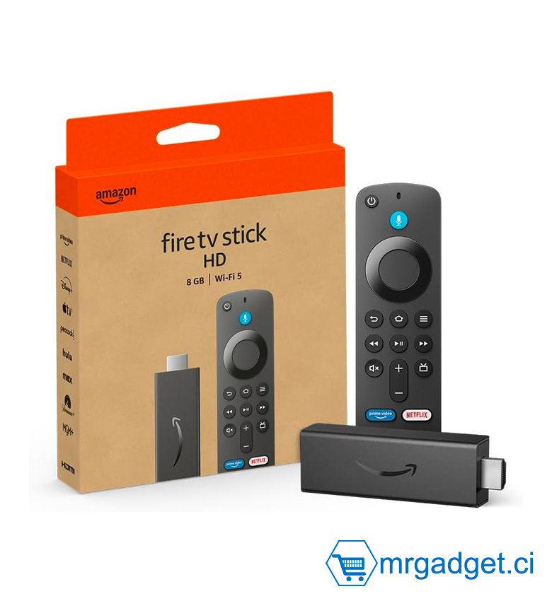 Amazon Fire TV Stick HD (dernier modèle), TV Live streaming télécommande vocale Alexa, commandes pour maison intelligente, streaming HD