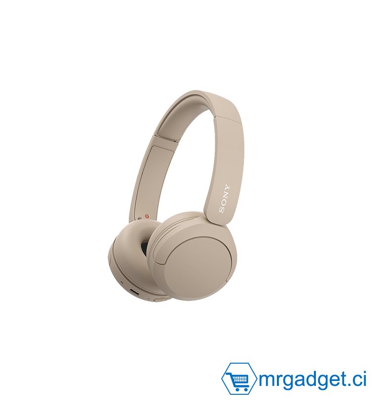 Sony WH-CH520 - Casque Bluetooth sans Fil, Multipoint, Micro intégré - jusqu'à 50 Heures d'autonomie et Charge Rapide - Beige