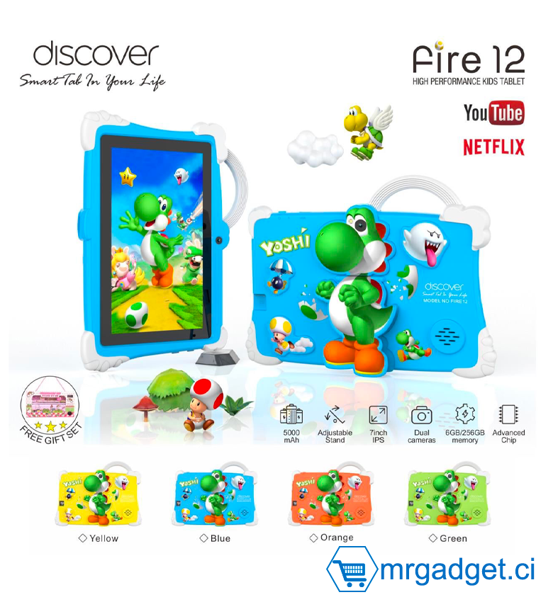 Discover FIRE  12 -Tablette enfant 7 pouces FIRE 12 - 256GB/6GB - No Sim    (Couleur mixte)