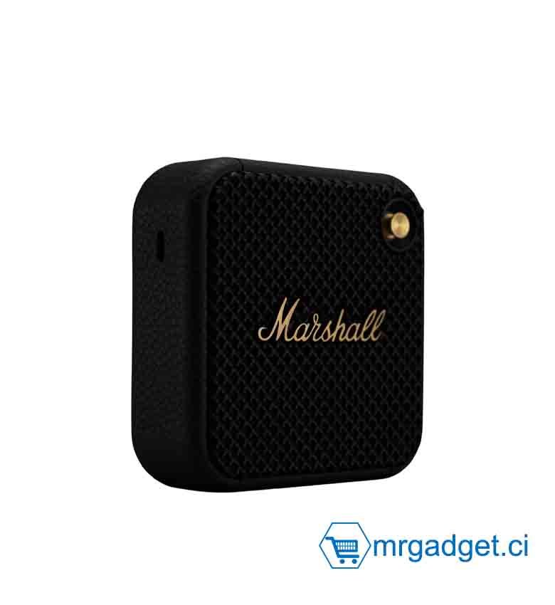Marshall Willen Haut-parleurs Bluetooth sans Fil 15 Heures de Lecture étanche Charge Rapide empilable - Noir et Laiton