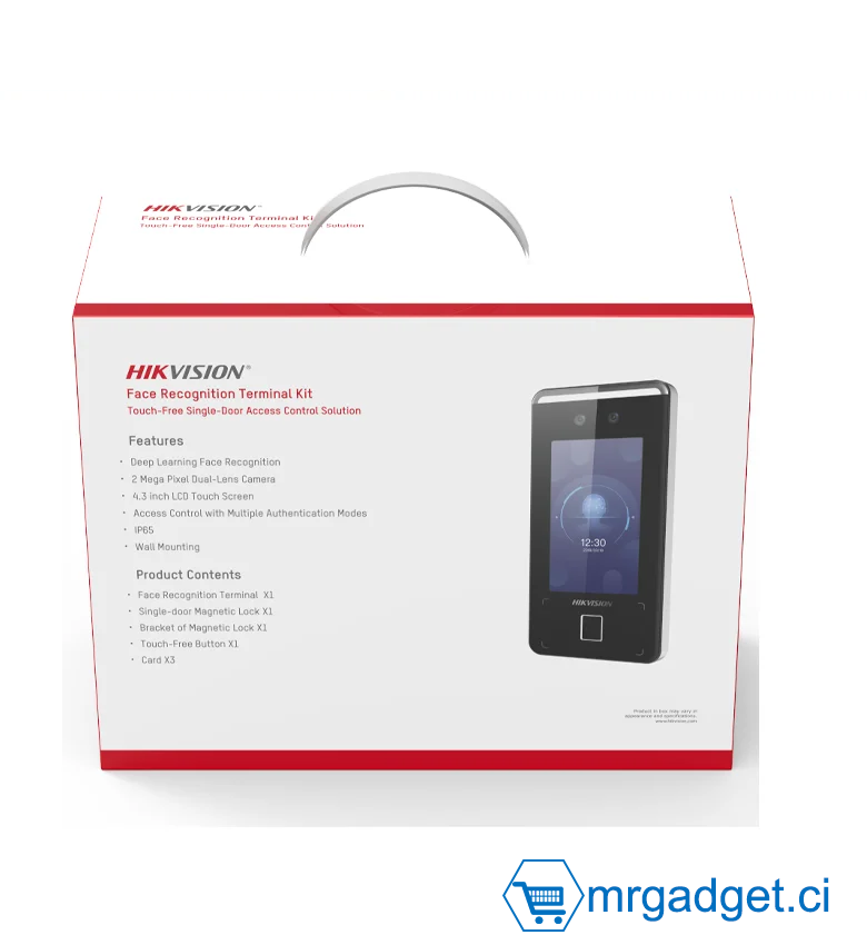 HIKvision  DS-KAS541(O-STD) interphone vidéo (écran vendu séparément) - Pointeuse - Kit Contrôle accès (Ouverture de porte) - Authentification par Reconnaissance faciale - Empreinte digitale - Carte RFID/MiFare