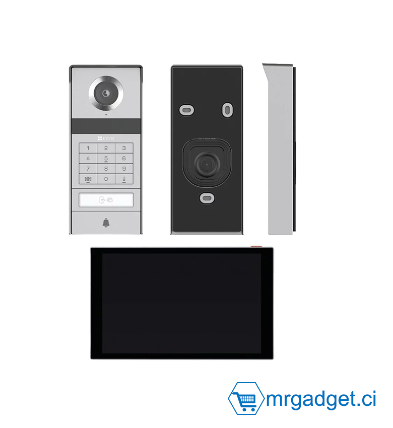 Visiophone Connecté 4K EZVIZ TP9 Pro - Interphone Vidéo Intelligent Écran Tactile 8" - Déverrouillage NFC Smartphone, Code & 5 Badges RFID - Caméra Extérieure Métal & Vision Nocturne - CS-TP9 Pro - Idéal Sécurité Villa & Maison