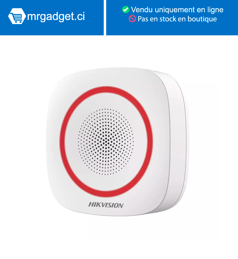 Hikvision DS-PS1-I-WE - sirène intérieure 868 Mhz sans fil rouge 110 décibels pour alarme Hikvision AX PRO