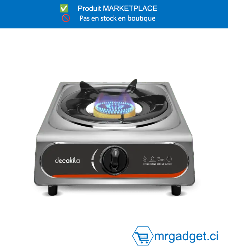 DECAKILA GAZINIERE & CUISINIERE A TABLE - KMGS012M - Brûleur en forme de ruche à chauffage  homogène  Tuyau de gaz avec connecteur en L