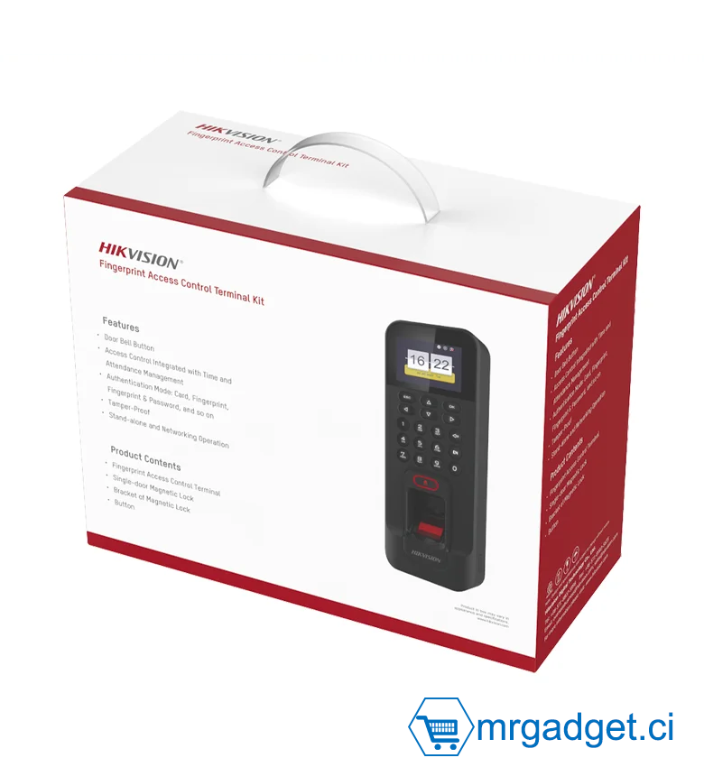 Hikvision DS-KAS261(O-STD) Pointeuse - Kit de Contrôle accès (Ouverture de porte) - Authentification par Empreinte, code, carte RFID/MiFare