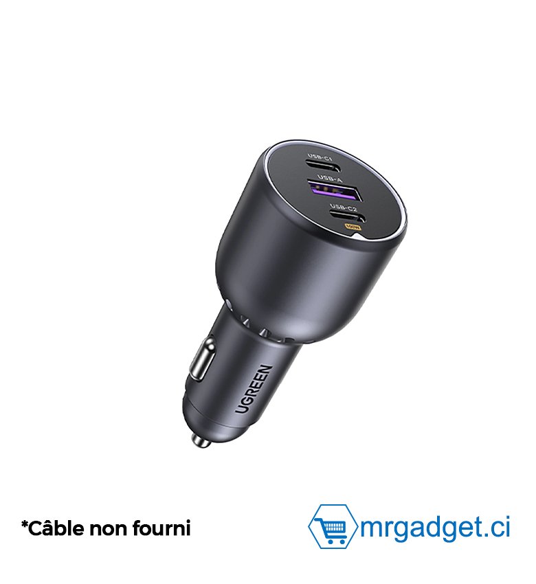 Chargeur Allume Cigare 130W - Chargeur de voiture 130W  avec 2 ports USB-C et 1 port USB - Charge rapide - UGREEN EC705 35025 #10151