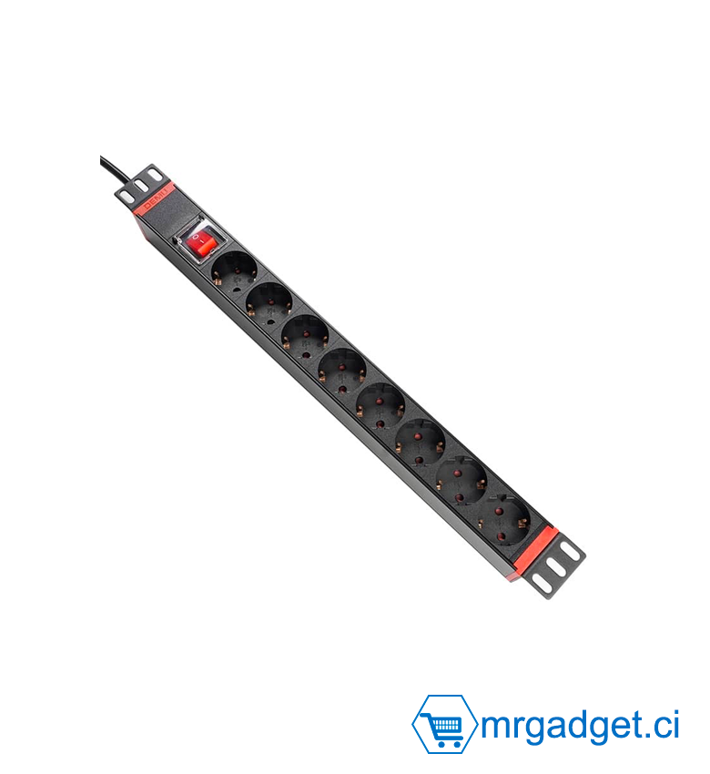 BOFFAC - PDU - Bandeau électrique  - Multi-prise Rackable 8 trous avec interrupteur EU 19"   pour boite (baie) informatique - Norme internationale