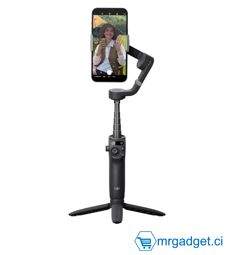DJI Osmo Mobile 6 Stabilisateur de cardan pour smartphones, cardan de téléphone 3 axes, tige d'extension intégrée, suivi d'objets, portable et pliable, stabilisateur de vlogging, YouTube TikTok, gris ardoise