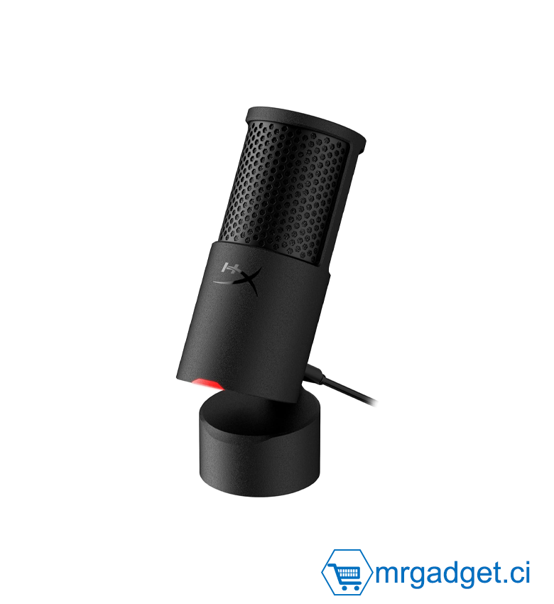 HyperX SoloCast 2, Microphone USB à condensateur pour Gaming/Streaming/Podcast, cardioïde, 24 bits/96 kHz, Filtre Anti Pop intégré, Suspension Antichoc Interne, Tap to Mute, Pied inclinable, PC, Noir